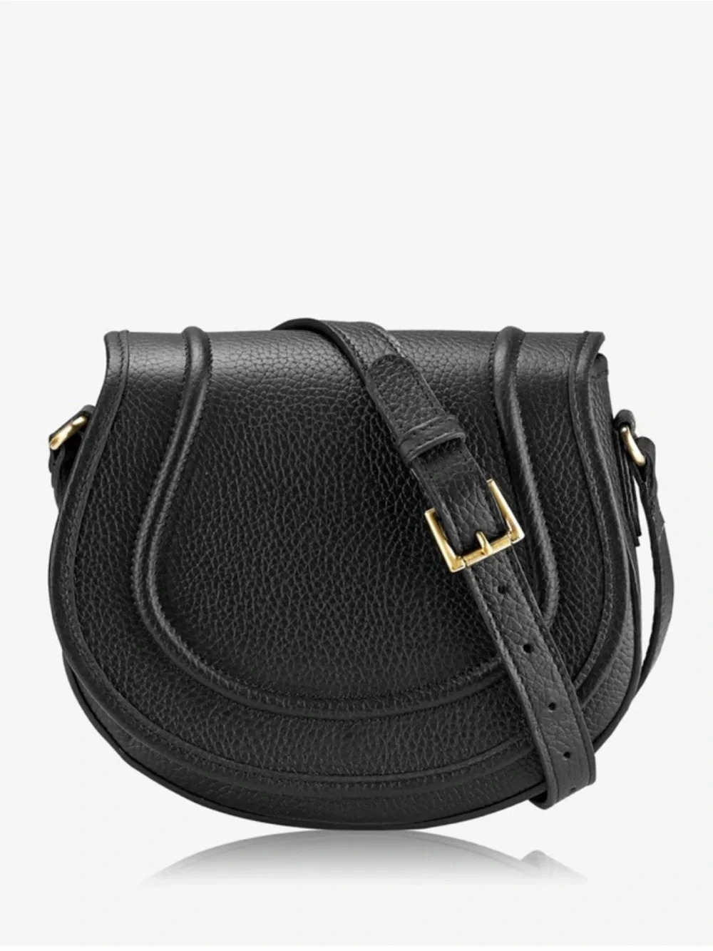 Gigi New York Cross Grain Leather Black Saddle Bag